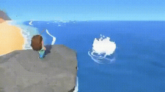 animal crossing villager catching a shark