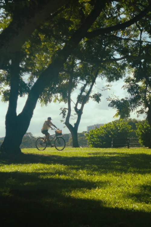 a cyclist at the park